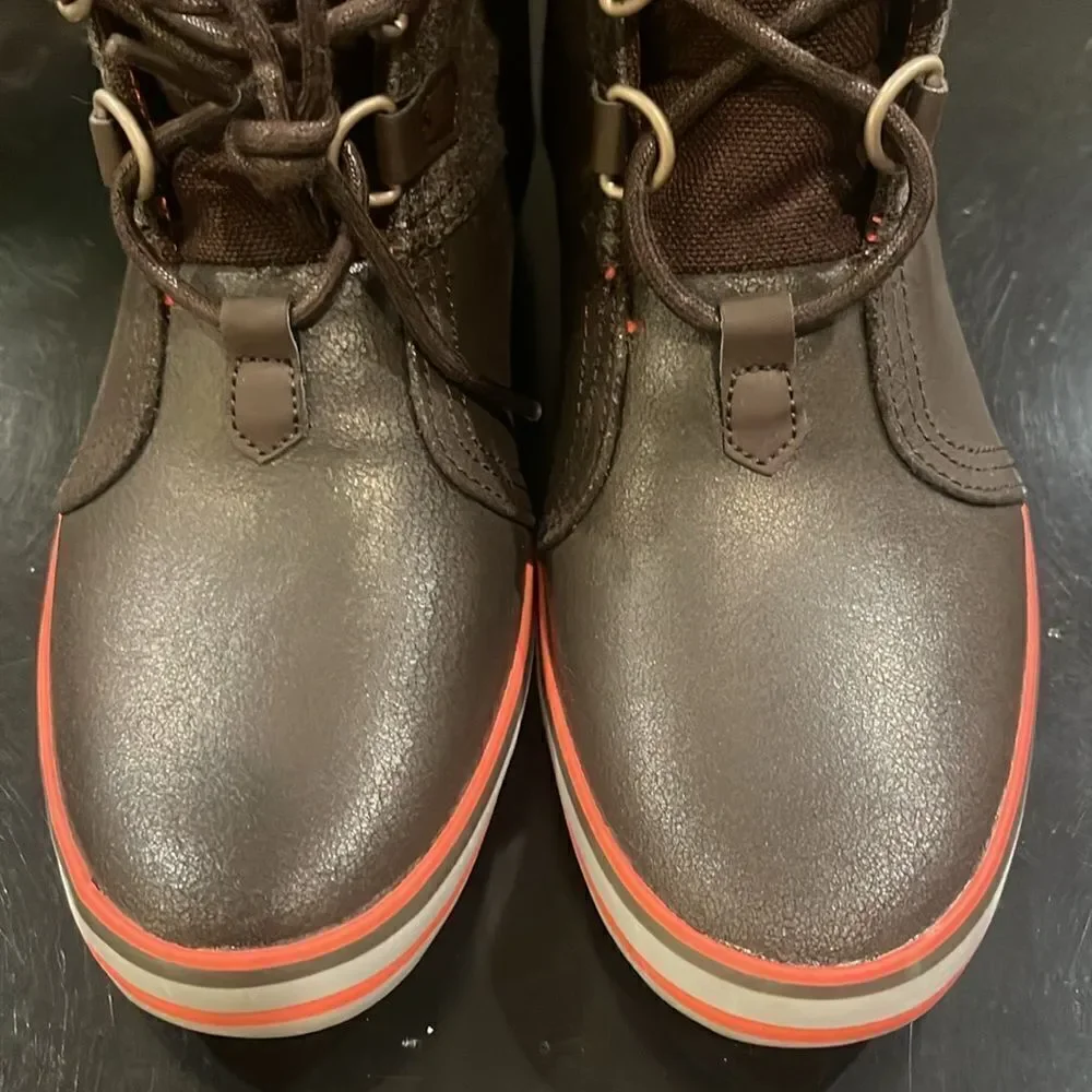 NIKE Carico Mid-calve Leather Dark Brown Cinder Boots Shoes - Womens Size 5.5